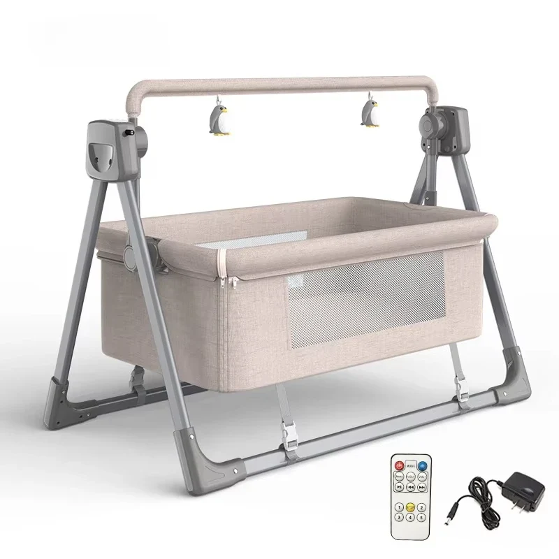 Co Sleeper - Baby Wieg - Wipstoel - Multifunctionele Elektrische Schommelstoel - 0-3 Jaar - Intelligente Slaapfunctie – Afstandsbediening - Newborn Baby Slapen Mand – Weig - Khaki