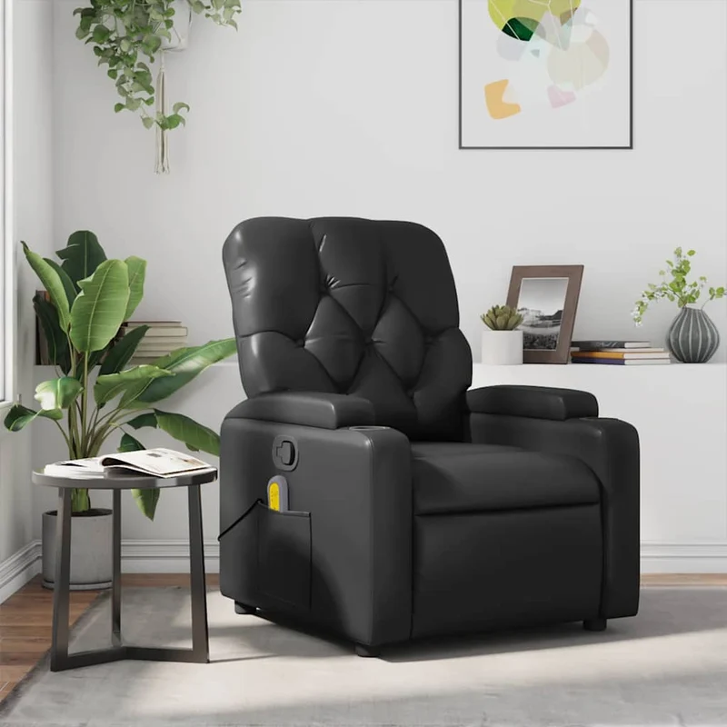 Verstelbare Relaxstoel – Fauteuil – Relaxfauteuil – Zitstoel – Kunstleer – Verstelbare Rugleuning Tot 135 Graden – Bekerhouders & Zijzak