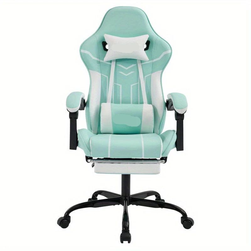 Ergonomische Gaming- En Bureaustoel – Comfortstoel – Werkstoel – Studiefauteuil – Mintgroen Met Witte Mesh – Verstelbare Rugleuning – Ademend Netweefsel