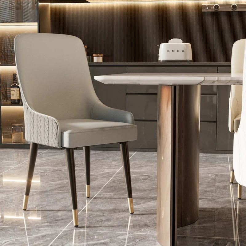 Eetkamerstoelen – Stoelen – Zetels – Zitmeubels – Moderne Stoelen – Microfiber Leer – Hoog Zitcomfort - Grijs
