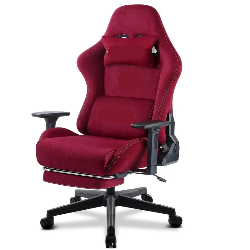 Gamestoel - Ergonomische Bureaustoel – Comfortabele Stoel – Bureaustoel Met Voetensteun – Verstelbare Bureaustoel – Echt Leer – Hoge Rugleuning – Uitklapbare Voetensteun - Wijn Rood