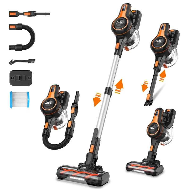 Draadloze Steelstofzuiger – Snoerloze Stofzuiger – Handstofzuiger – Steelstofzuiger Zonder Snoer – 80 Min Gebruiksduur – 48.000 Pa Zuigkracht