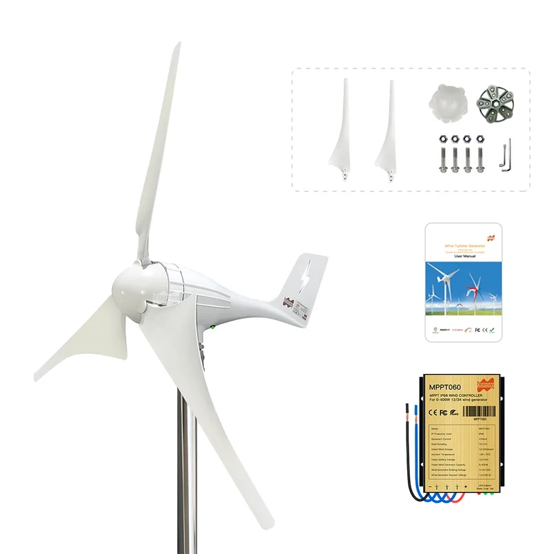 Windturbine – Windgenerator – Windmolen – Groene Energie – 600W Vermogen – Aluminium Behuizing