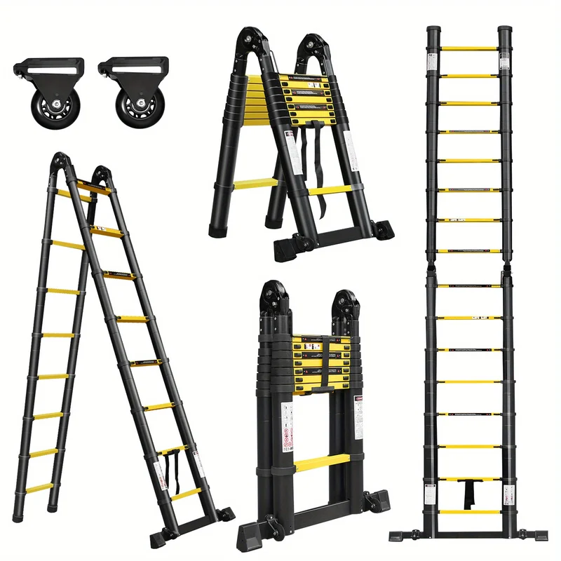 Telescopische Ladder – Uitschuifbare Ladder – Aluminium Ladder – Opvouwbare Ladder – Vouwladder – Lichtgewicht & Antislip – Max. Draagkracht 150 kg