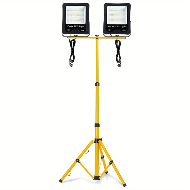 LED Construction Spotlight 200W Spotlight Floodlight Warm White with Tripod Outdoor Spotlight Work Light Construction Spotlight Floodlight Spotlight for Workshop, Construction Site, Garage