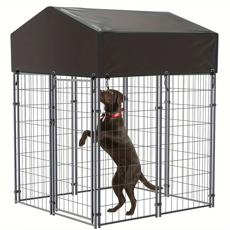 162cm High Heavy Duty Metal Welded Wire Dog Cage House Outdoor Kennel Playpen Cage with Waterproof Sunshade for Chickens, Ducks, Rabbits, Dogs and Other Small Pets