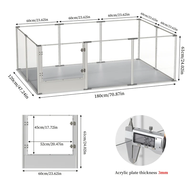 Acryl Hondenren – Hondenbox – Puppyren – Dierenren – Binnenren – 10 Panelen – Krasbestendig Acryl – Waterdichte Antislip Mat