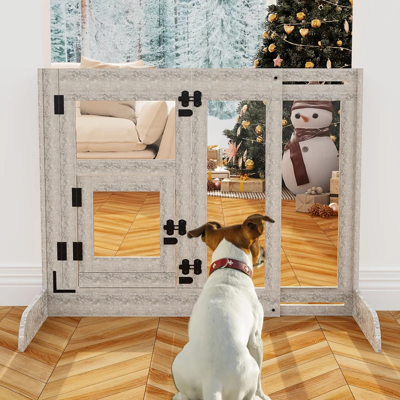 Dog Gate, Dog Fence, 80cm Tall, Extends Up To 100cm Wide, Safety Gate For Doorways, Stairs, Hallways, Indoor/Outdoor