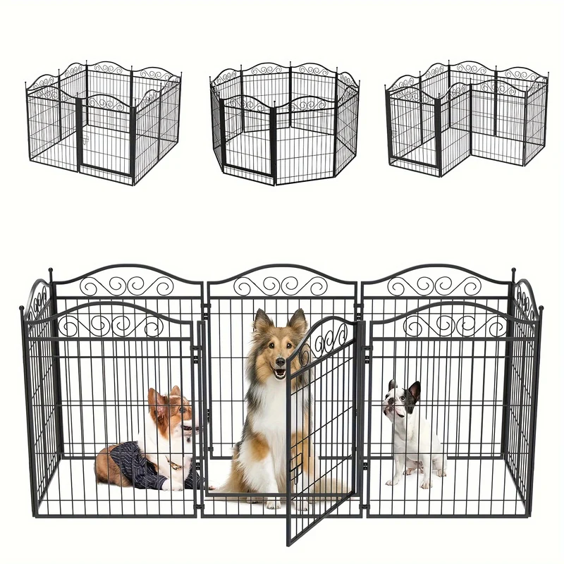 Metalen Hondenren – Hondenhek – Puppy Ren – Hondenkooi – Dierenren – 8 Panelen – Duurzaam Ijzerlegering – Flexibel en Stevig