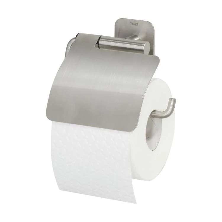 Tiger Colar toiletrolhouder + klep enkel RVS geborsteld