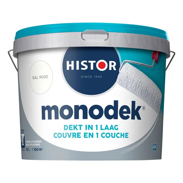 Histor Monodek muurverf mat RAL9010 gebroken wit 10L