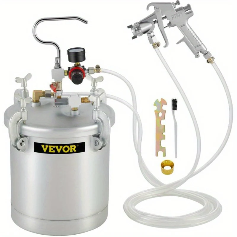 Verfdrukpot – Verfspuit – Drukvat – Verfcontainer – Schilderspuit – 10 Liter Capaciteit – Stalen Behuizing – 1,5 mm Spuitmond – Zonder Batterij