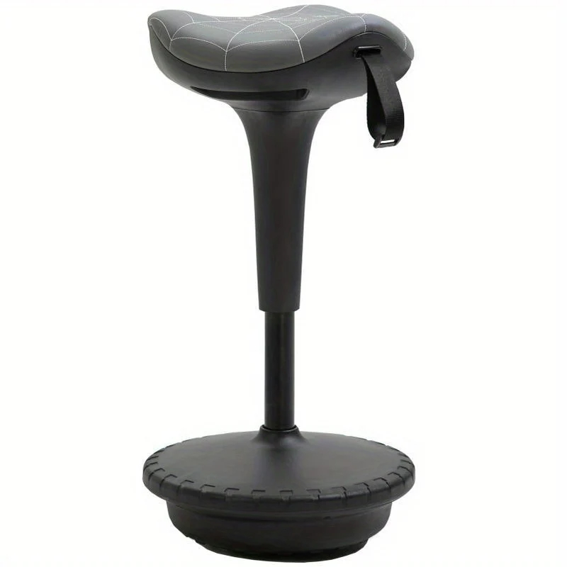 Ergonomische Kruk – Zwenkkruk – Werkkruk – Bureaustoel – Verstelbare Kruk – Verstelbare Hoogte 65,5-83,5 cm – Kantelbare Zitting 120° – Grijs – PVC Frame – Leren Bekleding