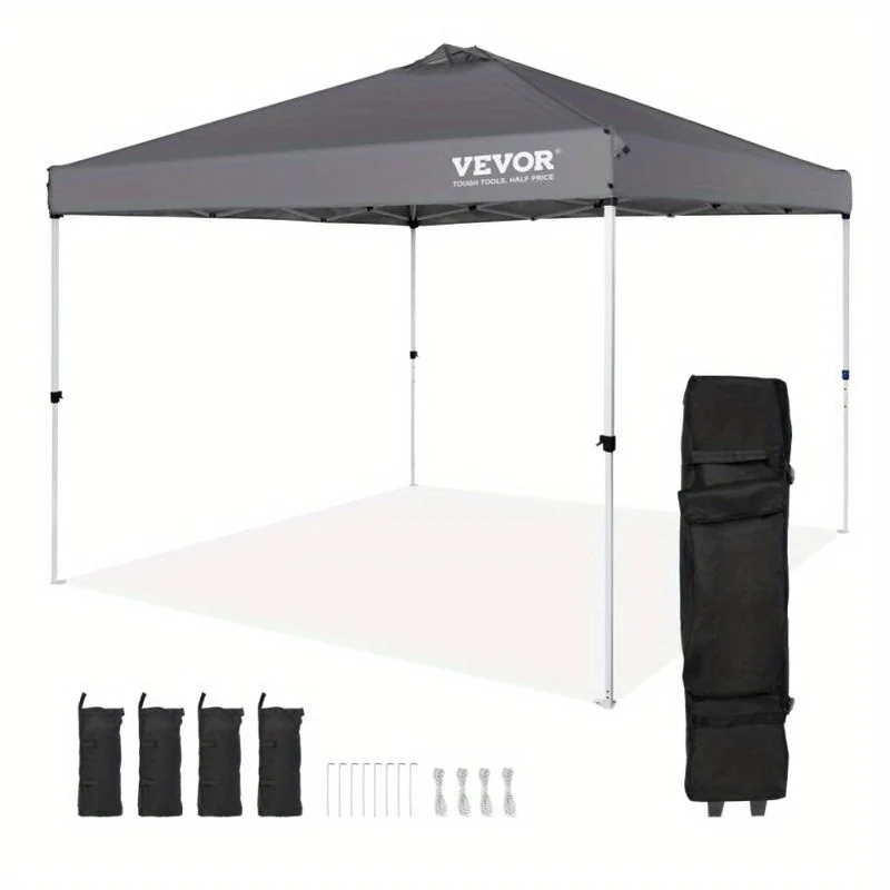 Pop-up Tent – Vouwtent – Canopy – Zonnescherm – Partytent – 3,05x3,05 Meter – Donkergrijs – Snel Op Te Zetten – Inclusief Draagtas
