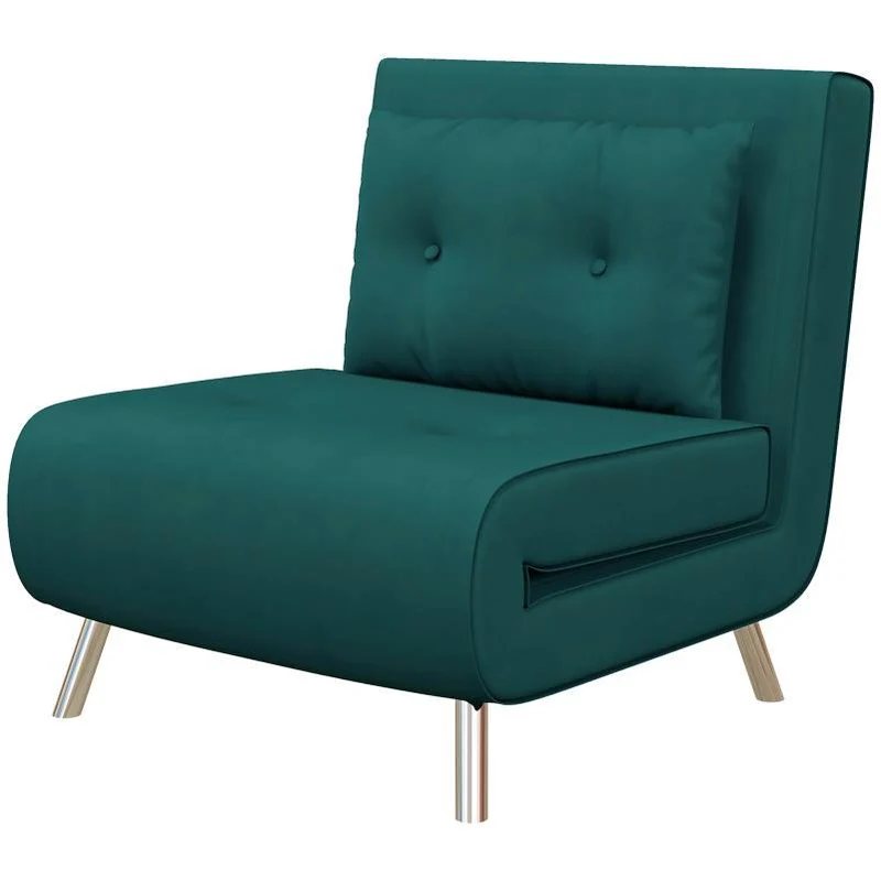 Groene Relaxfauteuil – Relaxstoel – Fauteuil – Loungestoel – Zetel – RVS frame – Compressiestang voor Rugondersteuning