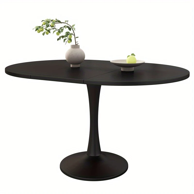 Uitbreidbare Ovale Tafel – Eettafel – Koffietafel – Werktafel – Tafeltje – Zwart MDF – 100-140 cm Lengte – Stevig Tot 100 kg