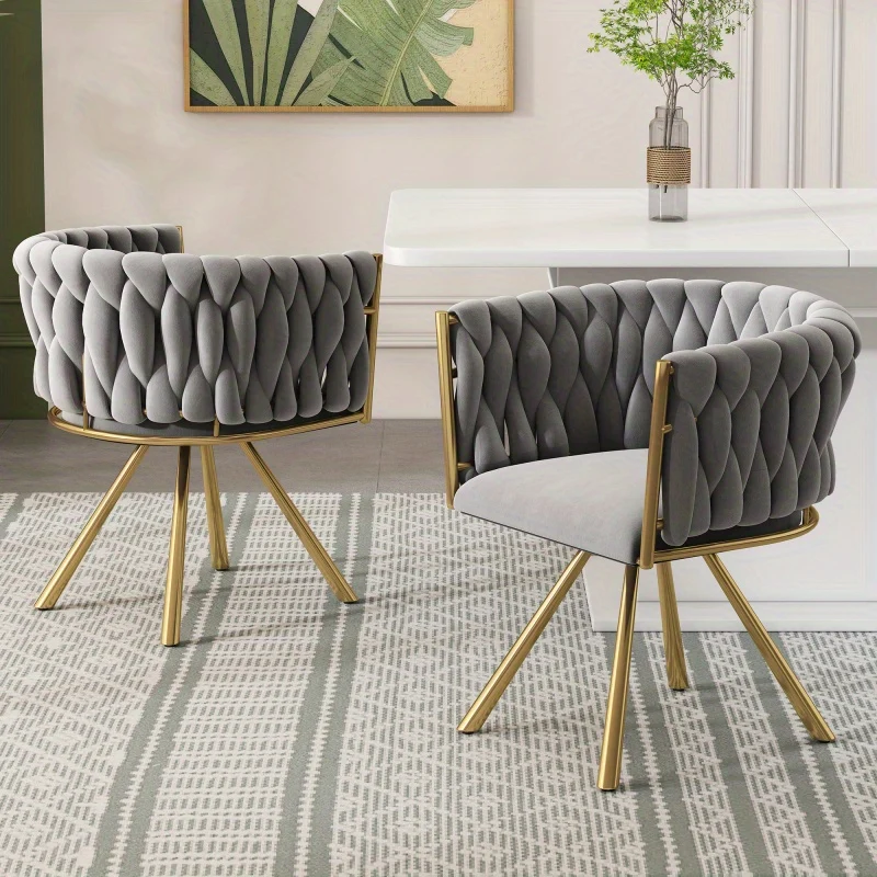 Velvet Stoelen – Eetkamerstoelen – Woonkamerstoelen – Luxe Stoelen – Design Stoelen – Set Van 4 – Zachte Grijze Velvet Bekleding – Metalen Gouden Poten