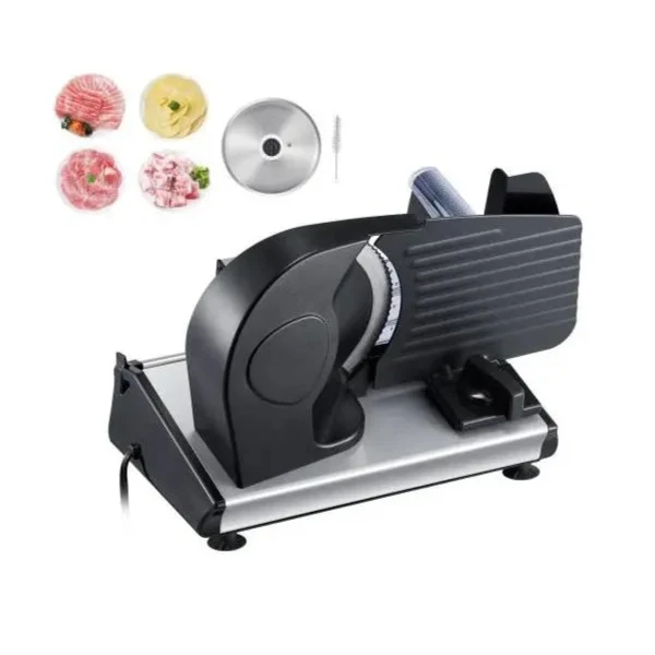 Vleessnijmachine - Snijmachine - Snijmachine Allessnijder - Elektrische Vleessnijder - Inclusief 2 Premium SUS420 Messen - Vlees Snijmachine voor Thuis - 7.5 inch - 180W - Zwart
