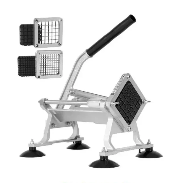 Frietsnijder - Patatsnijder - Handmatige Frietsnijder - Groentesnijder - Mandoline - Hakmolen - Aardappelsnijder – Inclusief 1/2 & 3/8 Inch RVS Messen voor Perfecte Frietjes