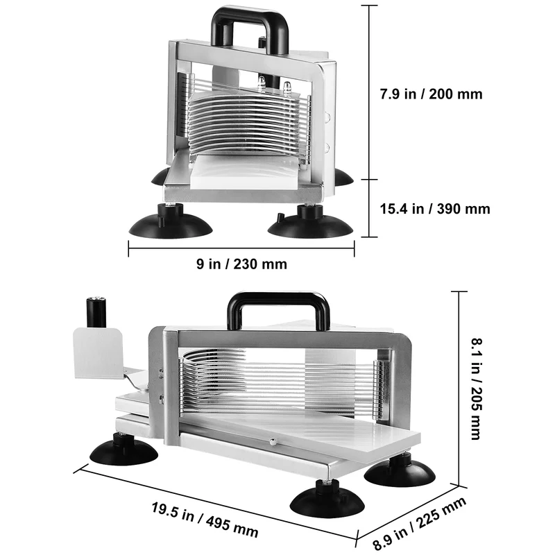 Tomatensnijder - Snijmachine - Handmatige Tomatensnijder - Groentesnijder - Mandoline - frietsnijder - 0.25x0.38x0.19in - Heavy-Duty RVS Snijmachine - Roestvrijstalen Voedselsnijmachine met Antislip Voeten