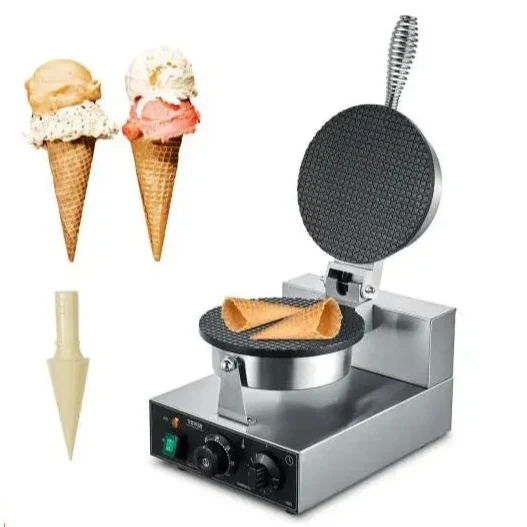 Wafelijzer - Wafelmaker - Ronde Wafelmaker - Wafelmix - Wafel Cone Maker - Poffertjesmaker - Poffertjespan - Poffertjespan Inductie - 1230W Non-Stick RVS Wafelijzer met Instelbare Temperatuur en Timer