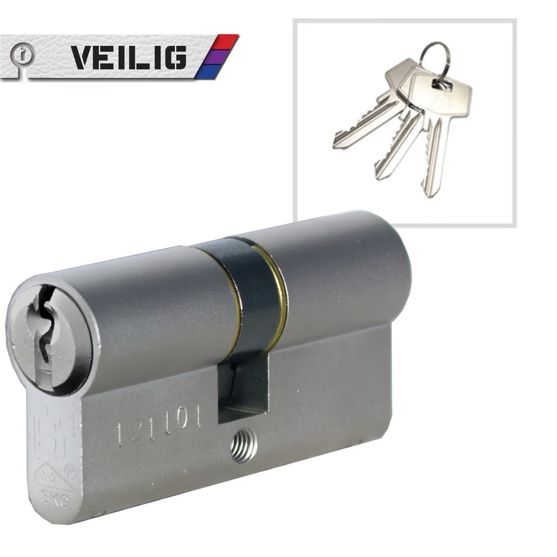 Veilig S6 veiligheidsprofielcilinder 30/45 zilver