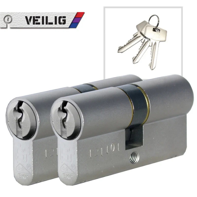 Veilig S6 veiligheidsprofielcilinder 30/30 zilver 2st
