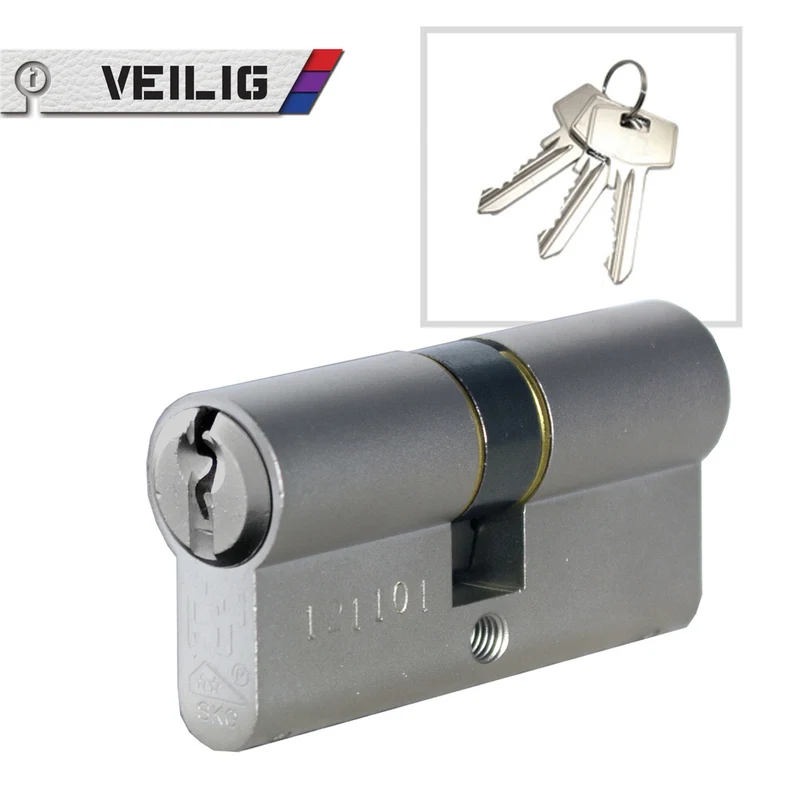 Veilig S6 veiligheidsprofielcilinder 30/30 zilver