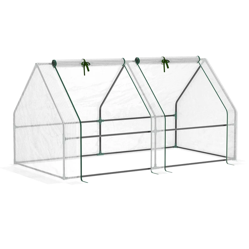 Miniserre - Kweekkas - Stevig metalen frame - 180x90x90 cm - Waterdichte Foliekas - met Ritsdeuren - Voor Terras - Balkon & Tuin