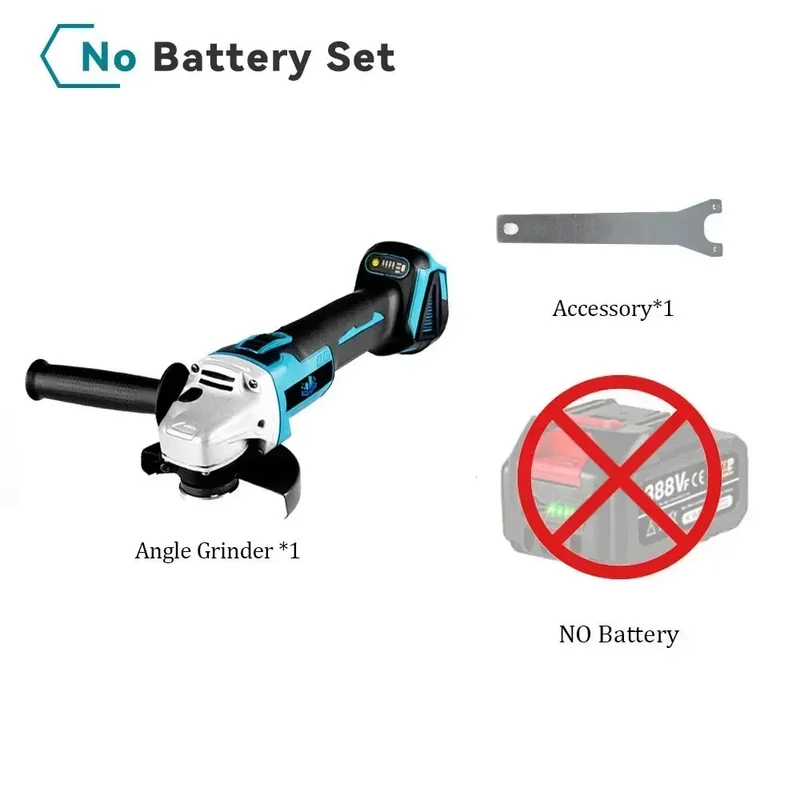 Accu Haakse Slijper - 125 mm - Draadloos Slijptol - 18V - Brushless Motor - 8500 RPM - 3000W - 3 Snelheden - Voor Slijpen - Snijden - en Polijsten - Compact en draagbaar - Zonder Accu