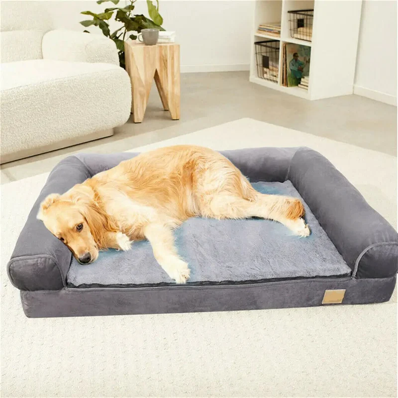 Hondenbed - Orthopedisch Hondenbed – Comfortabel & Stevig – Wasbare Hoes – Waterdicht & Anti-Slip – Ideaal voor Honden en Katten - Extra Grote - 120 x 90 x 20 cm - Grijs