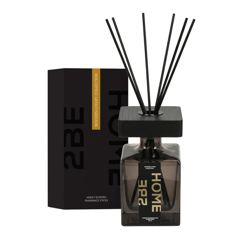 2BEHOME Geurstokjes - Sandalwood - 200 ML - Wooden Luxury Collection - Luxe Fragrance sticks - Huisparfum - Luchtverfrisser - Geurverspreider - Zwart