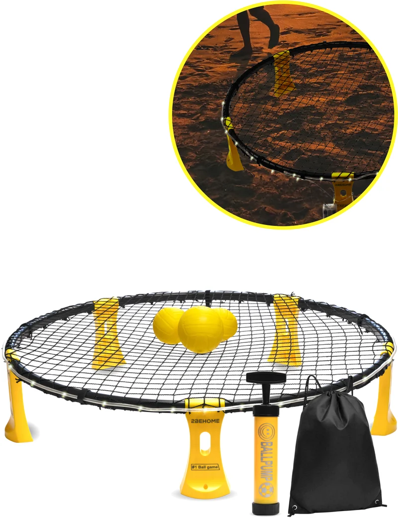 2BEHOME Roundnet set met LED-Strip - Ook voor Spikeball & Roundball - Geel