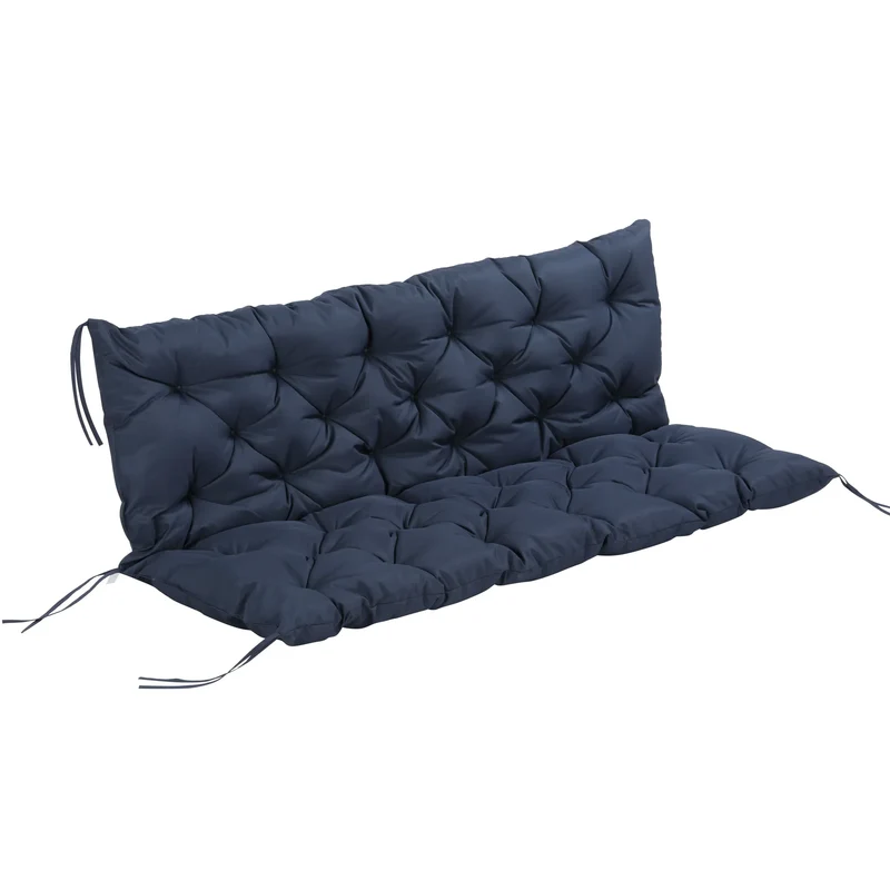 Tuin Bank - Tuinbank Hout - Tuinbanken - Garden Furniture - 3-Zits Tuinbank Kussen met Rugleuning (150x98x8 cm) - Blauw