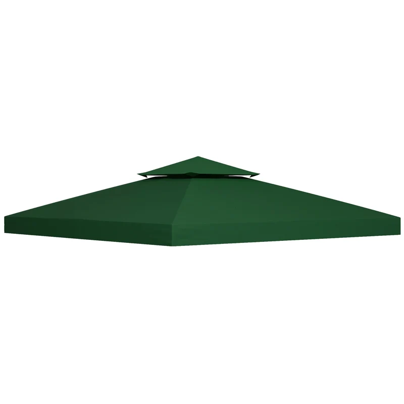Vervangend Dak voor Tentstructuur - 3x3m - Paviljoen Groene Bedekking - UV-bestendig - Ademend Polyester - Verstelbare Bevestiging
