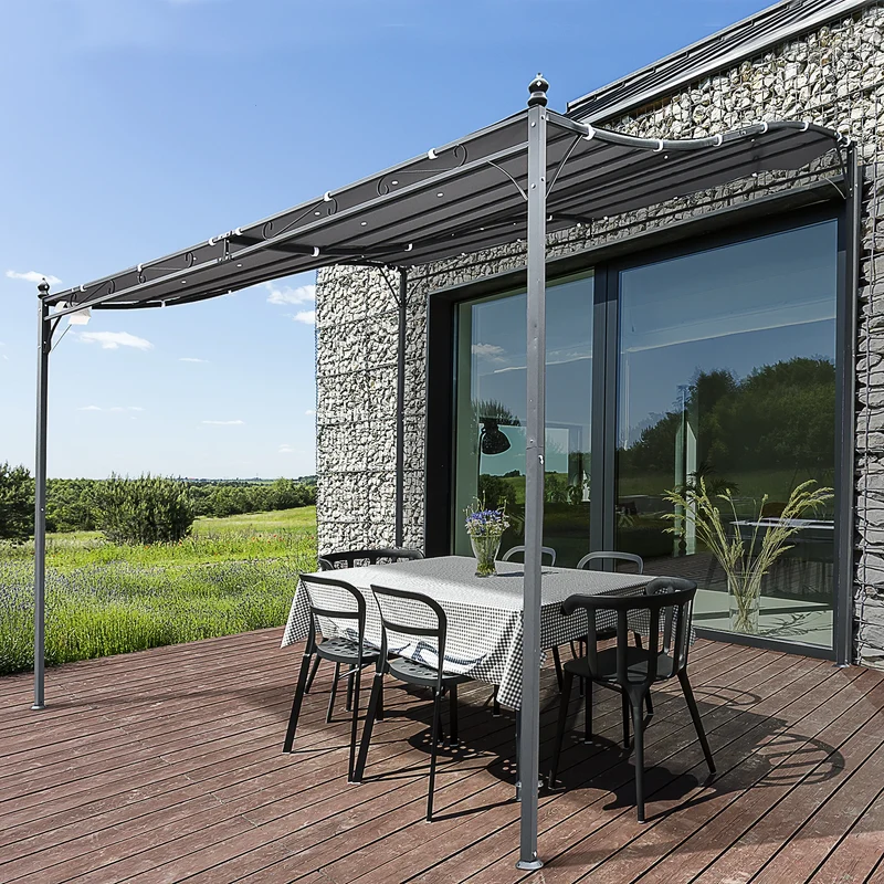 Tuin Pergola 3x3m - Waterdicht Zonnescherm - Met 16 Afwateringsgaten - UV Beschermend Dak - Stalen Frame - Grijze Partytent