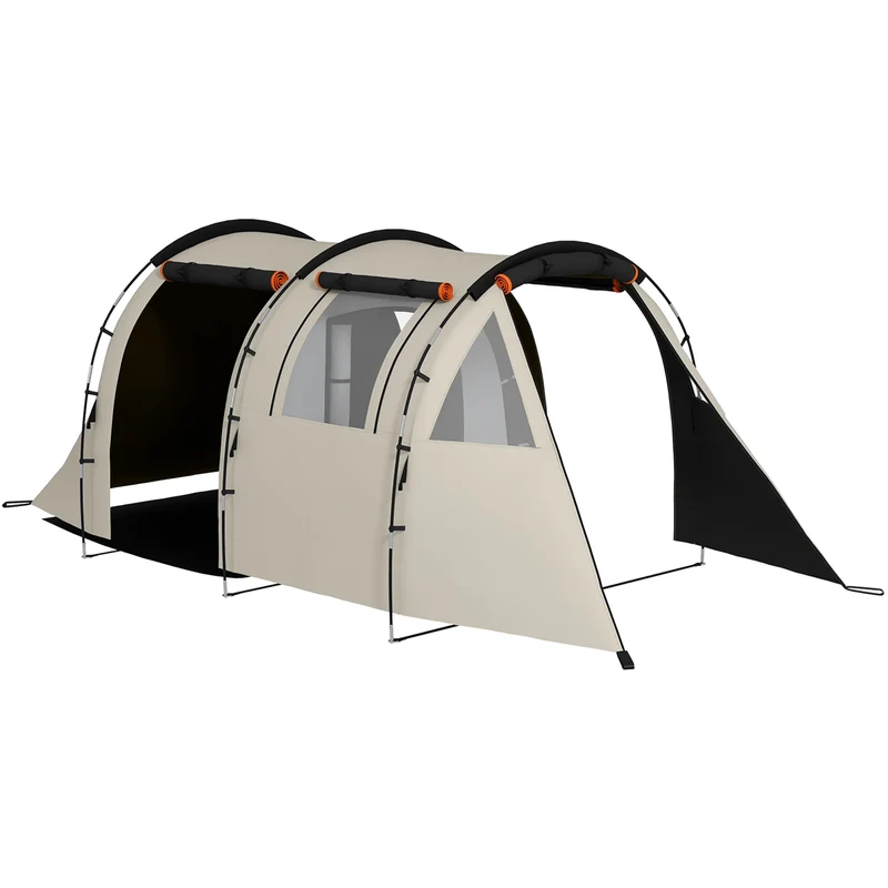 Familie Tent voor 4-5 Personen - 460x230x180 cm Donker Khaki - Waterdicht - 2 Kamers - 22 Haringen - Ideaal voor Kamperen