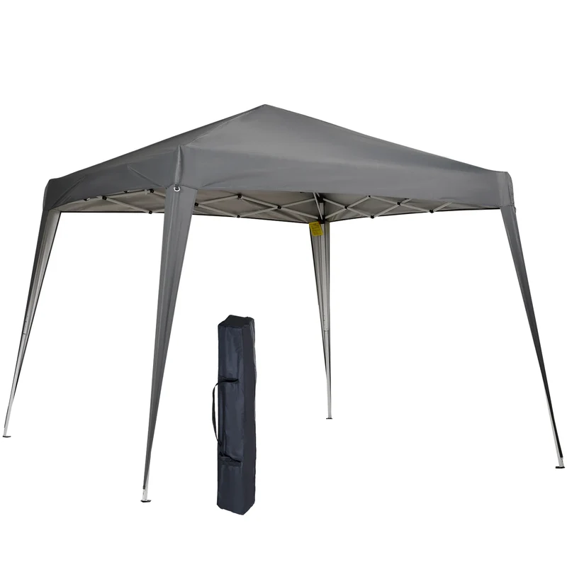 Opvouwbare Partytent 2,4x2,4 m – Waterdicht Pop-up Tuinpaviljoen – Staal & Oxford Doek – UV-bestendig - Grijs