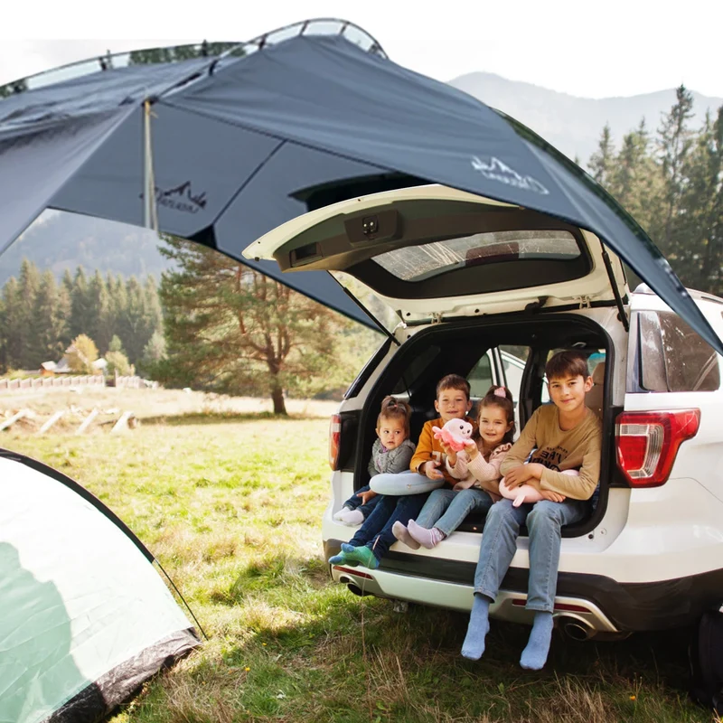 Waterdichte Auto Achtertent – Zonnescherm & Regenluifel – Universele SUV Tent – 350x240x105 cm – 4 Seizoenen