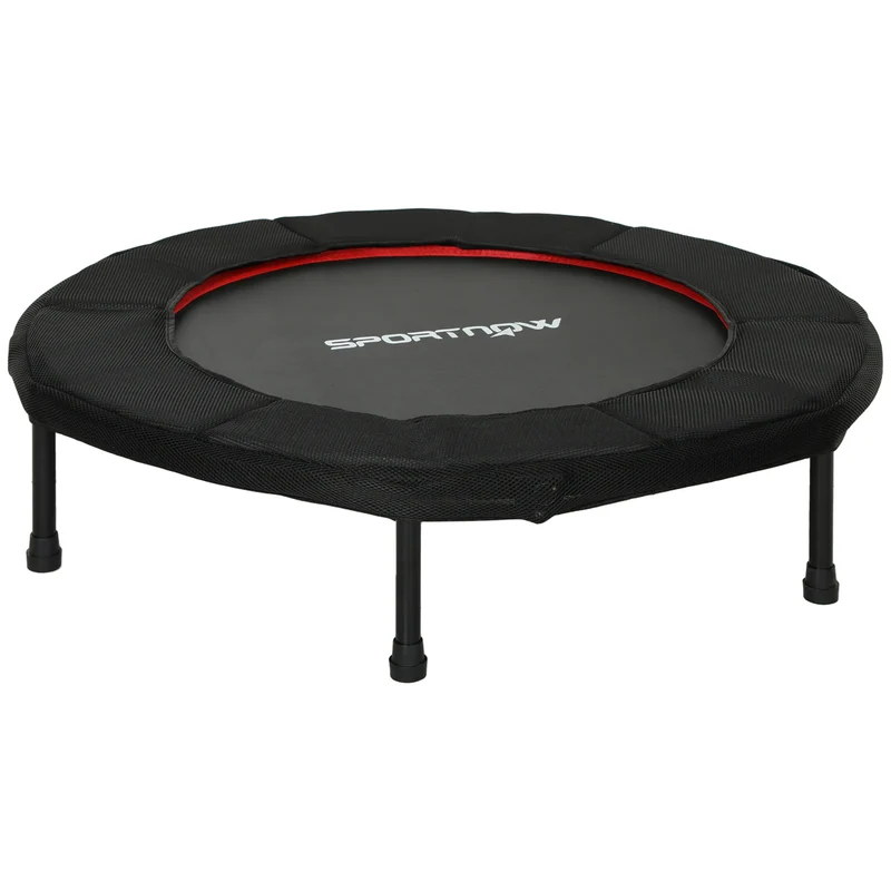 Fitness - Trampoline - Vouwbaar - Steel - Frame - Oefeningen-Buik - Cardio - Training - Ø-102-cm - Veiligheidsmat - Max-100-kg - Rood