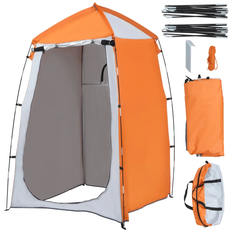 Draagbare - Camping - Douche - Tent - UV25 - Bescherming - Privé - Badkamer - Kleedruimte - Met - Raam - En - Draagtas - 123x121x198cm - Oranje