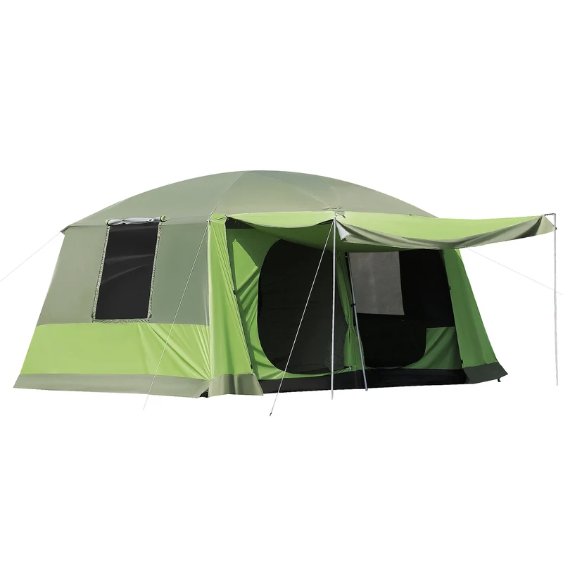 Familietent - 4 tot 8 Personen - Grote Kampeertent - Dubbele Compartimenten - UV-bescherming - Waterdicht - 405x305x225 cm - Groen