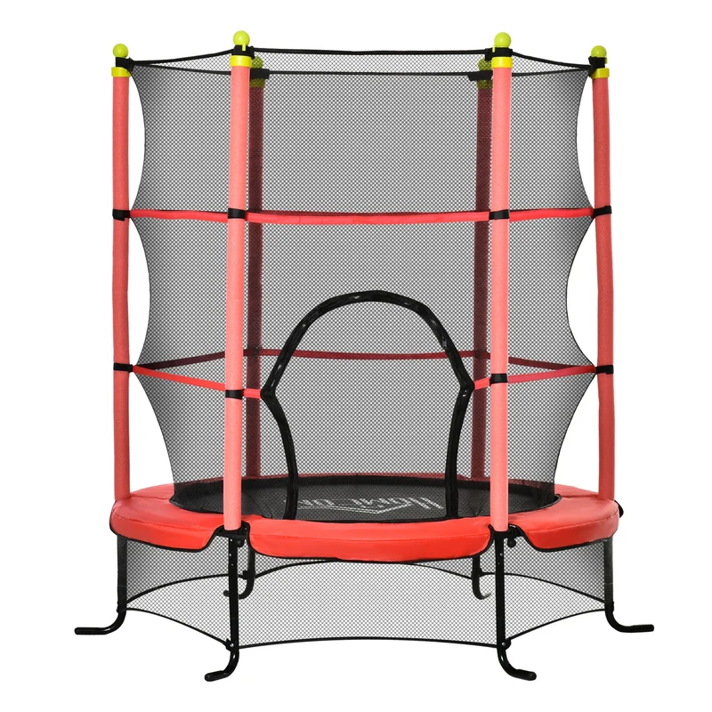 Kindertrek Trampoline Ø 110 cm - Safety Net - Springloos - Poeder - Coating - Steel - Outdoor - Indoor - 38 cm Hoogte