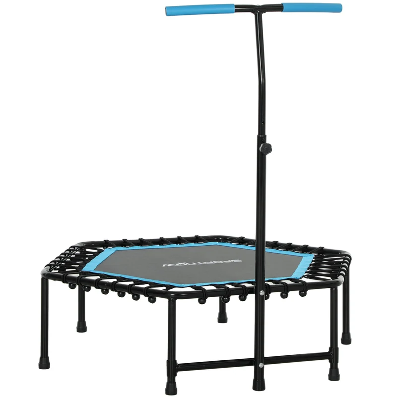Fitness Trampoline met Verstelbare Handgreep - 3 Hoogtes - Stalen Frame - Ideaal voor Spieren en Gewrichten - Blauw