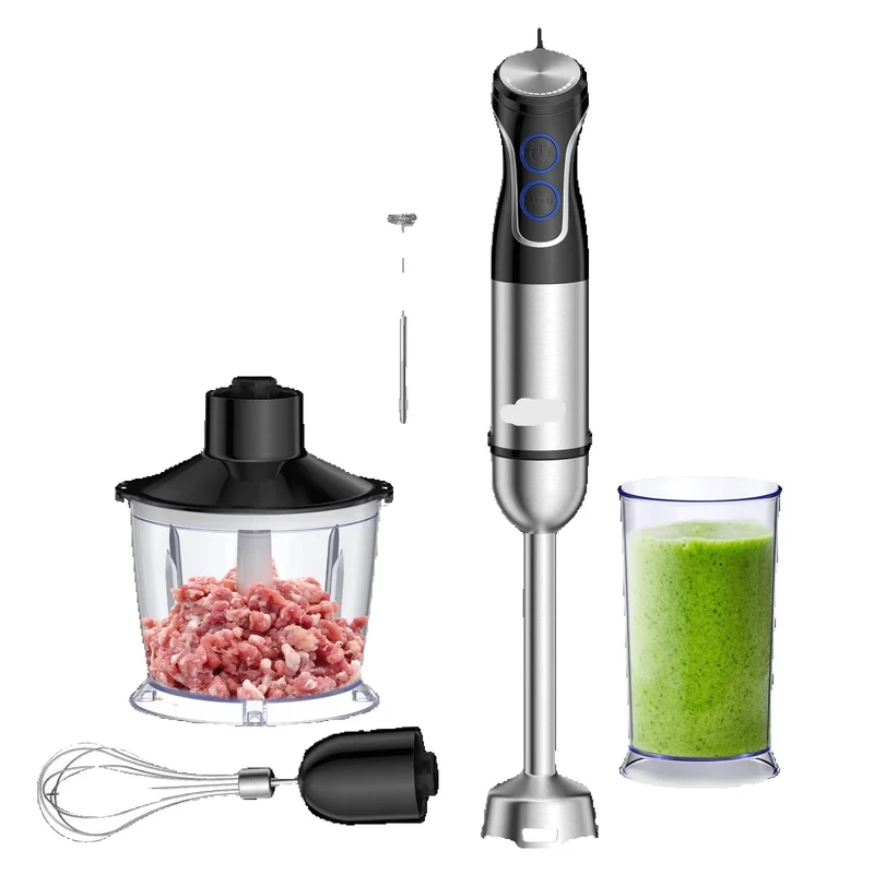 Staafmixer - 1500W - Handblender - Blender - 5-in-1 Functionaliteit - RVS Messen - Traploze Snelheid - Inclusief Hakmolen - RVS 4-blads Messen - Foodprocessor