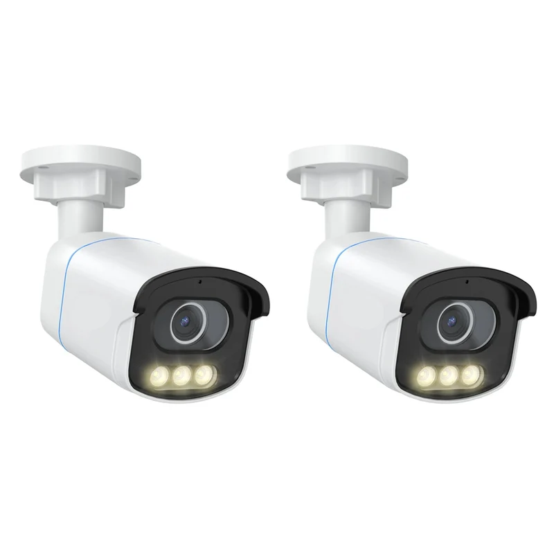 Beveiligingscamera - Buiten Camera met Nachtzicht - Camerabewaking - 2-Pack - 5MP 3K - PoE - IP Camera - AI Personen - Voertuigen Detectie - Ingebouwde Microfoon - 4500K Warm Licht - Waterdicht IP66 - 330x330x83mm