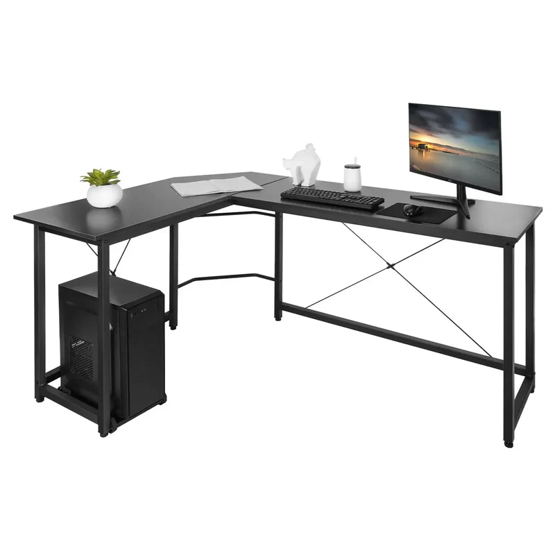 L-vormig Bureau - Game Bureau - Laptoptafel - Desk - Hoekbureau - 190cm x 120cm x 75cm - Gaming Bureau - Geschikt voor Gaming, Werk & Studie - Zwart