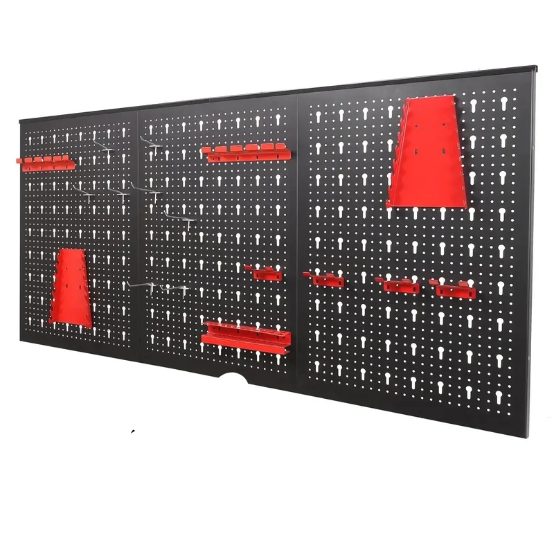 Gereedschapswand - Wandorganizer - Gereedschapsbord - 120x60 cm - Metalen Gereedschapswand - Inclusief 17-delige Haken Set - Ruimtebesparend & Uitbreidbaar - Eenvoudige Montage - Rood