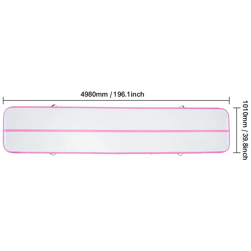 Gymnastiekmat - Opblaasbare - Turnmat - Dikke Tumbling Mat - met Elektrische Pomp - Voor Thuis - Gym & Training - Hoogwaardig PVC-materiaal - Ergonomische Handgreep - en Schouderband - 16ftx3.3ftx4inch - Roze