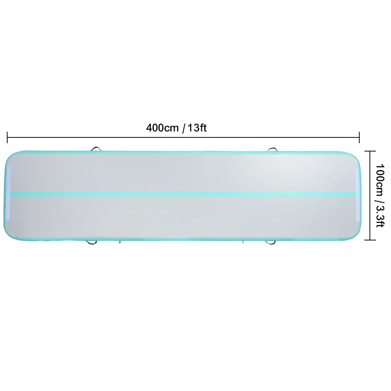 Gymnastiekmat - Opblaasbare - Turnmat - Dikke Tumbling Mat - met Elektrische Pomp - Voor Thuis - Gym & Training - Hoogwaardig PVC-materiaal - Ergonomische Handgreep - en Schouderband - 13ftx3.3ftx4inch - Groen